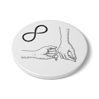 Infinity Pinky Promise Ceramic Coaster | Hand Holding Illustration, Minimal Love Symbol
