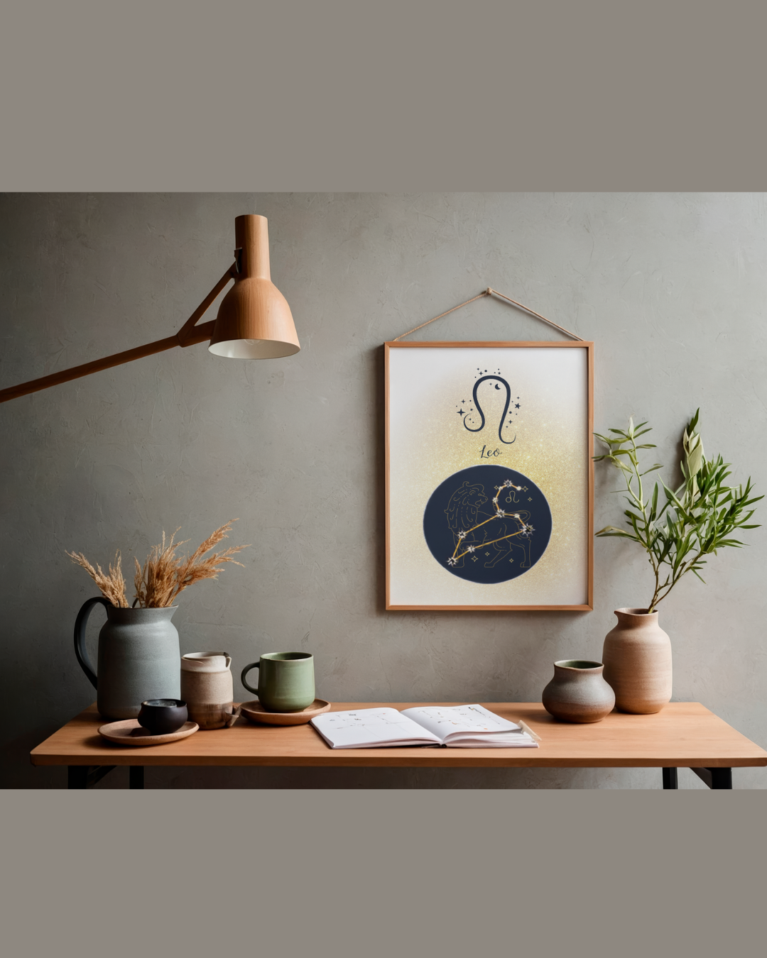Leo Zodiac Astrology Art Print | Luxury Gold Stardust Sign Wall Decor, High-End Celestial Constellation Digital Download PNG