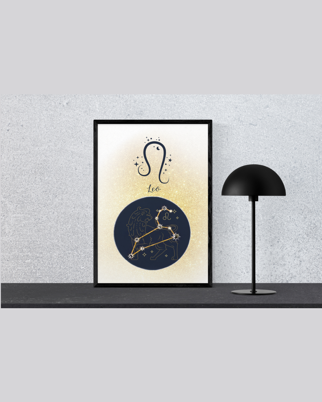 Leo Zodiac Astrology Art Print | Luxury Gold Stardust Sign Wall Decor, High-End Celestial Constellation Digital Download PNG
