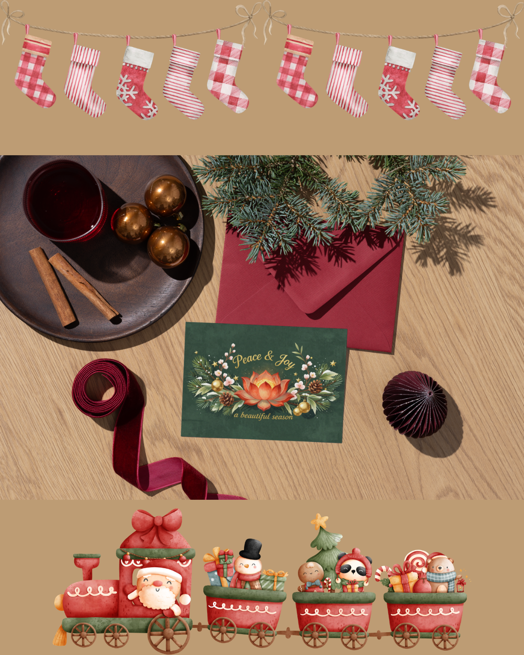 Peace & Joy Luxury Christmas Card – Printable Digital Download (A6/A5)