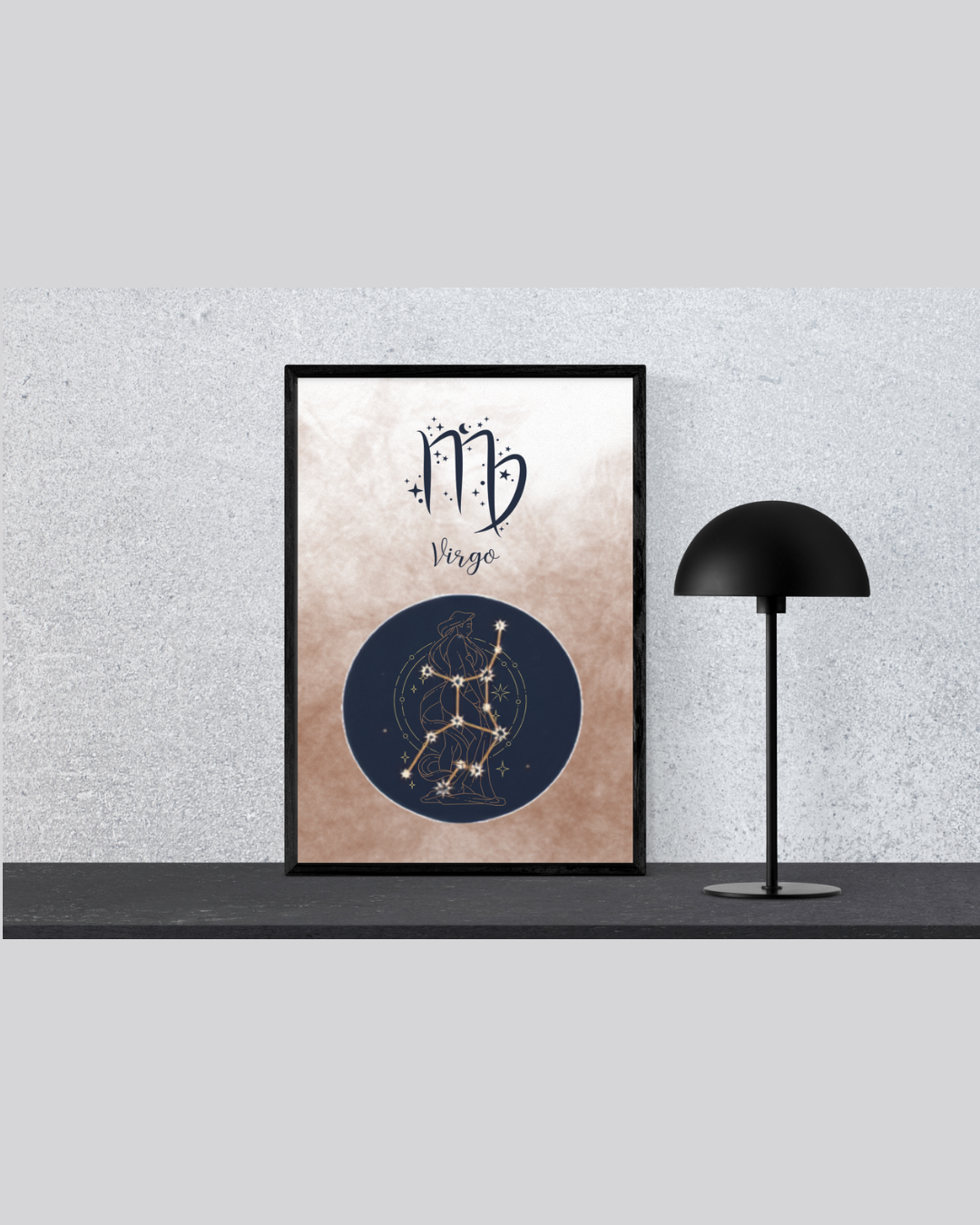Virgo Zodiac Astrology Art Print | Luxury Earthy Brown Sign Wall Decor, High-End Celestial Constellation Digital Download PNG