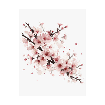 Chinese Cherry Blossom Wall Art | Watercolor Sakura Print, Oriental Floral Poster