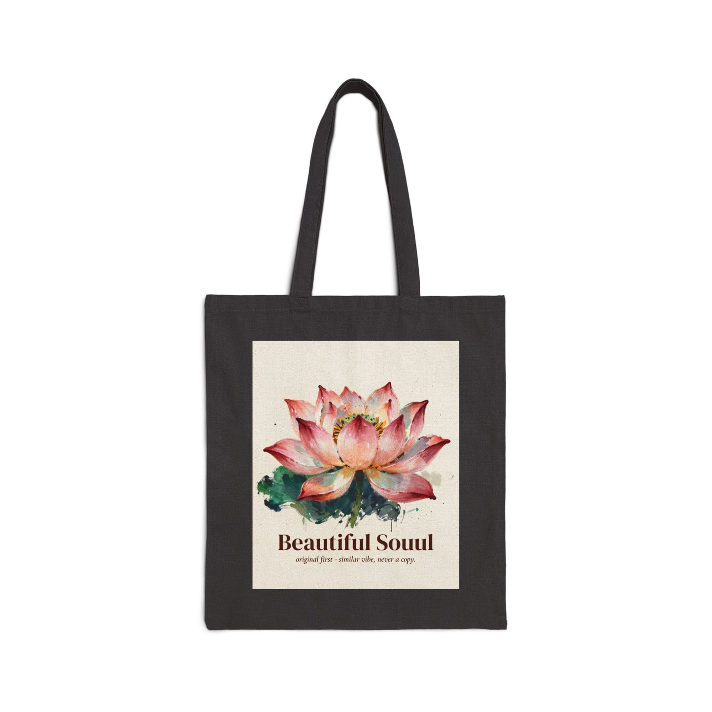 Lotus Flower "Beautiful Soul" Tote Bag | Canvas Shopper, Floral Watercolor