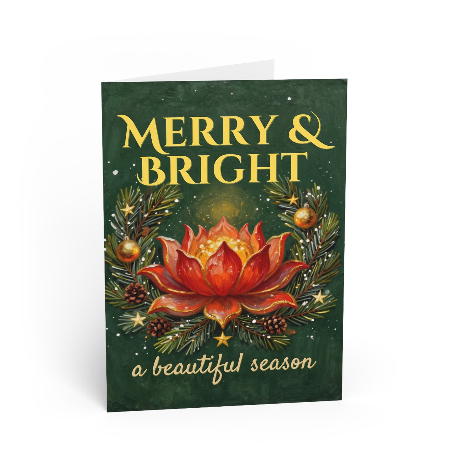 Merry & Bright Lotus Holiday Greeting Card — "A Beautiful Season" Christmas Card