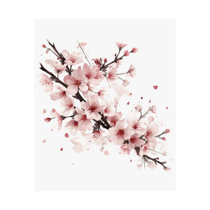Chinese Cherry Blossom Wall Art | Watercolor Sakura Print, Oriental Floral Poster