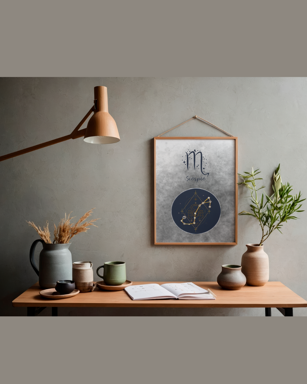 Scorpio Zodiac Astrology Art Print | Luxury Mystical Black Sign Wall Decor, High-End Celestial Constellation Digital Download PNG