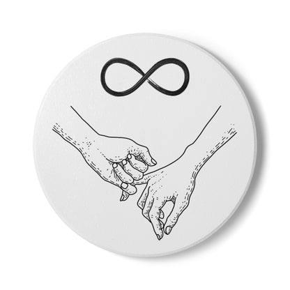 Infinity Pinky Promise Ceramic Coaster | Hand Holding Illustration, Minimal Love Symbol