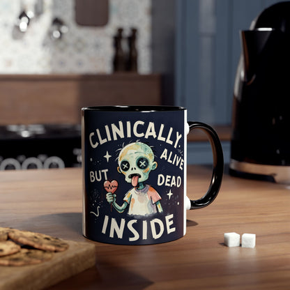 Dead Inside Mug | Funny Zombie Coffee Cup | Low Battery Brain Design