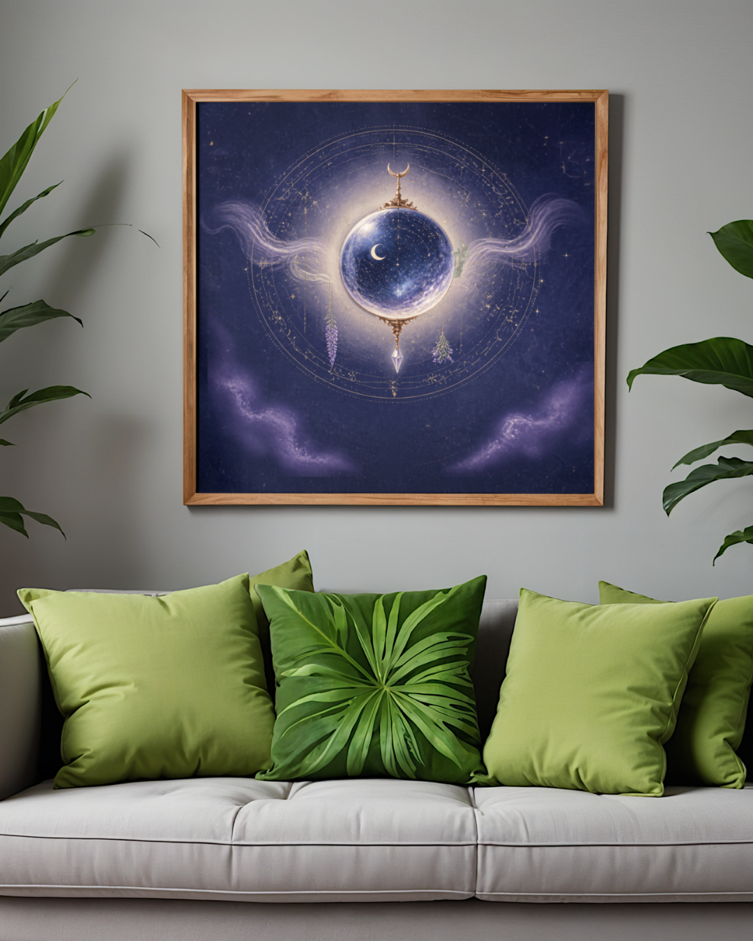 Celestial Moon Art Print | Luxury Mystic Wall Decor | Digital Download PNG