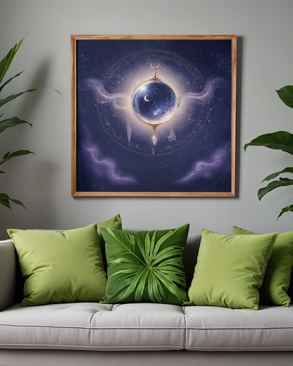 Celestial Moon Art Print | Luxury Mystic Wall Decor | Digital Download PNG