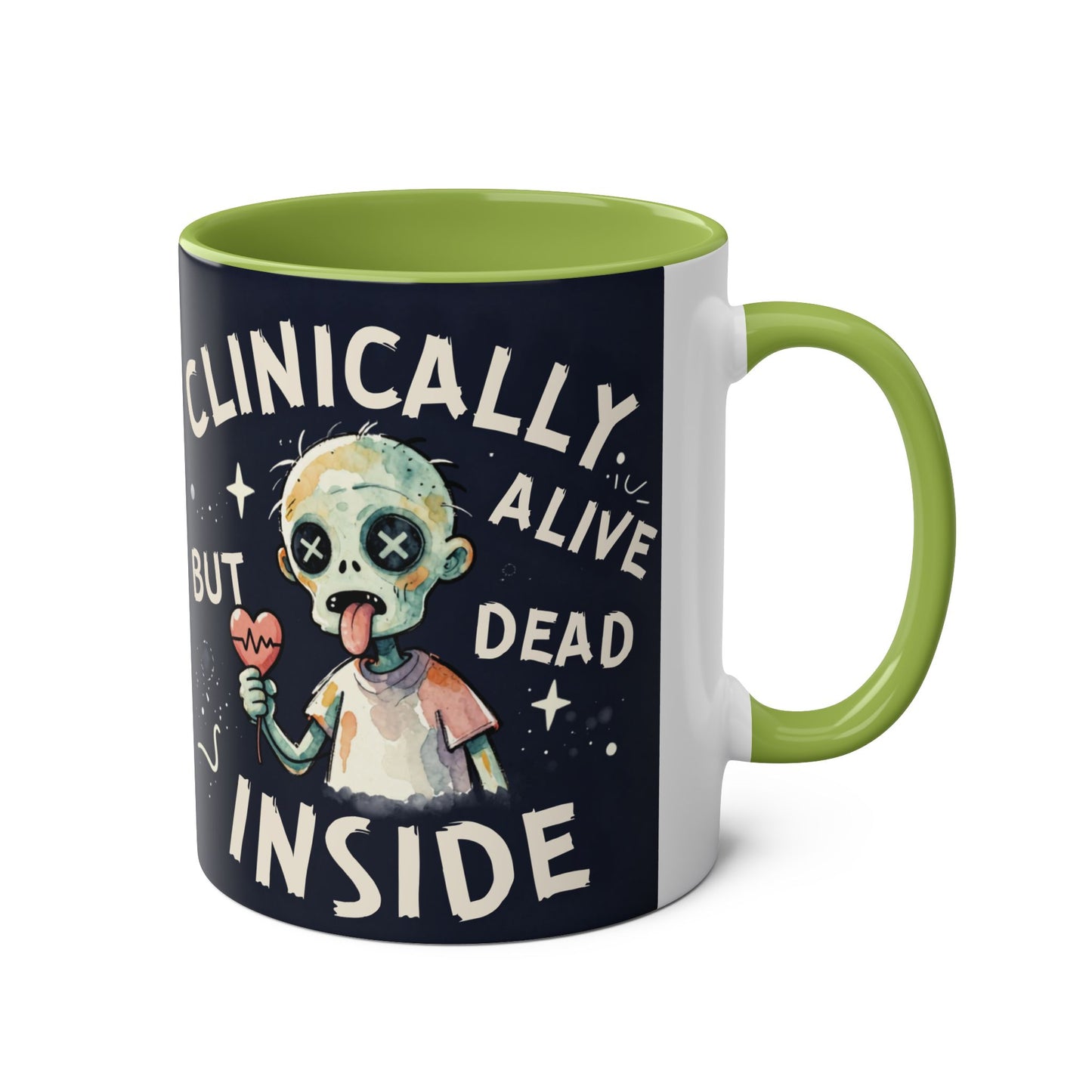 Dead Inside Mug | Funny Zombie Coffee Cup | Low Battery Brain Design