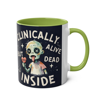 Dead Inside Mug | Funny Zombie Coffee Cup | Low Battery Brain Design