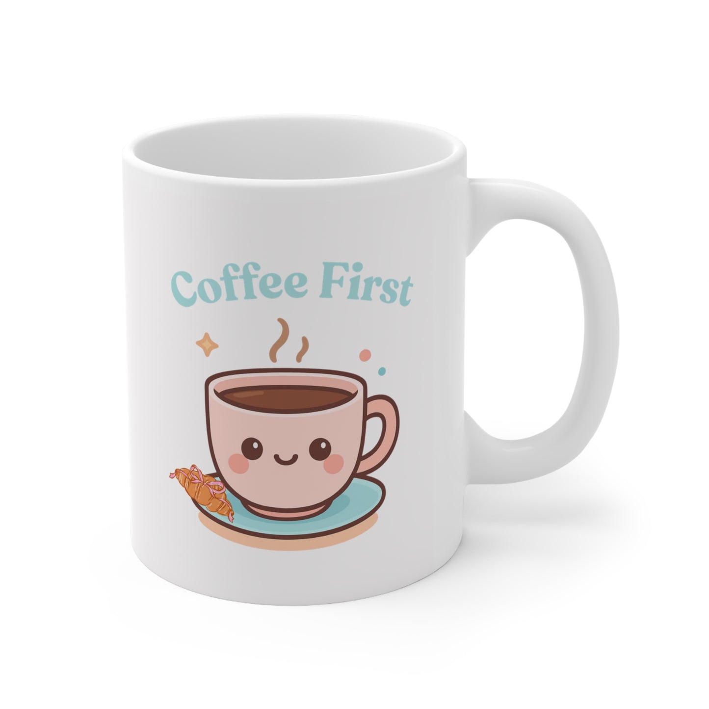 Coffee First Mug | Cute Kawaii Coffee Cup Illustration