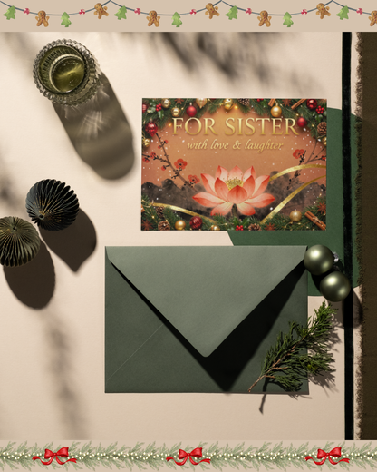 For Sister Luxury Christmas Card – Printable Digital Download (A6/A5)