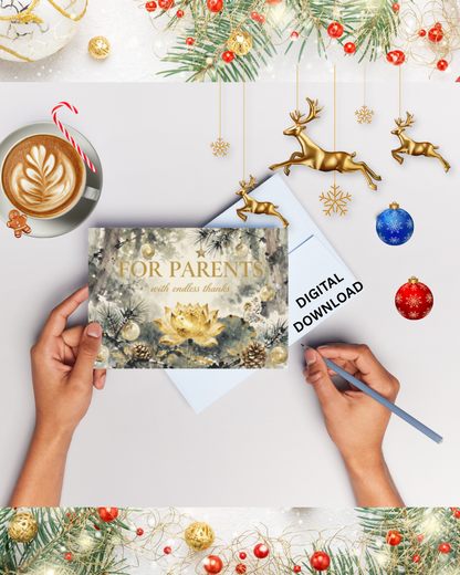 For Parents Luxury Christmas Card – Printable Digital Download (A6/A5)