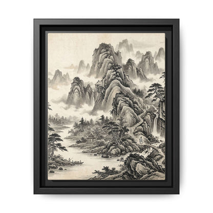 Framed Chinese Landscape | Ink Mountain Art Print | Zen Oriental Wall Decor