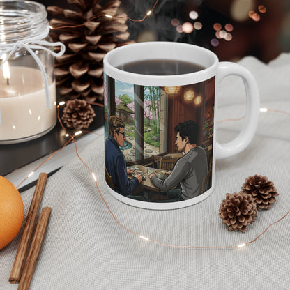 Calm Moments Mug | Friendship Coffee Cup | Minimalist Café Scene Gift