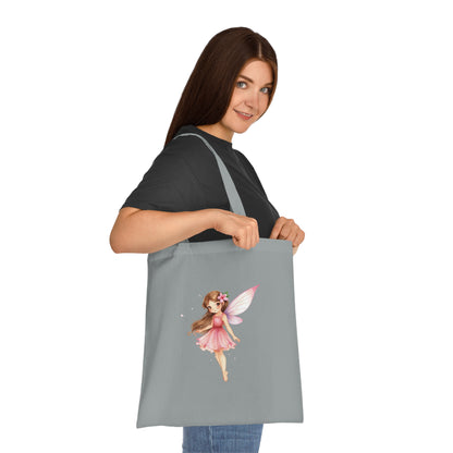 Fairy Tote Bag — Pink Flower Fairy Cotton Tote | Fantasy Character Art