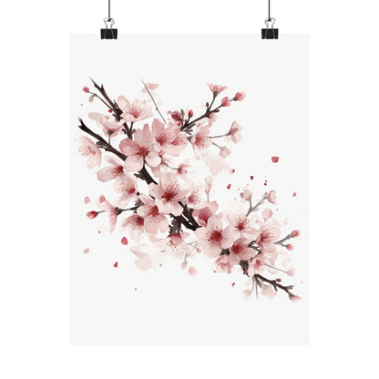 Chinese Cherry Blossom Wall Art | Watercolor Sakura Print, Oriental Floral Poster