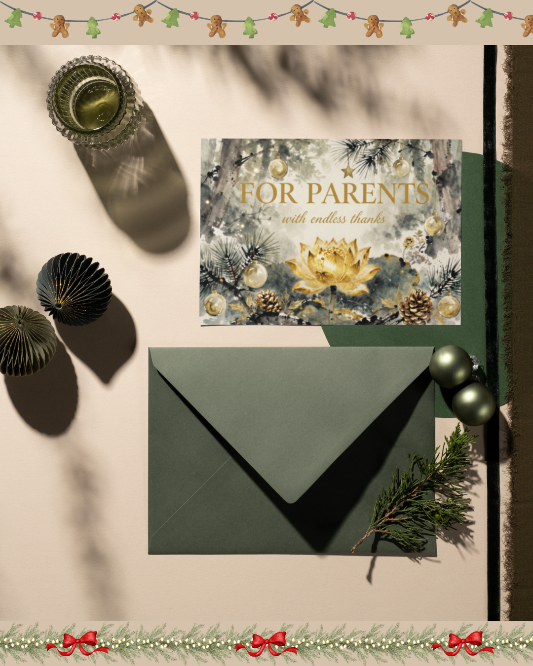 For Parents Luxury Christmas Card – Printable Digital Download (A6/A5)