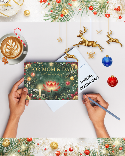 For Mom & Dad Luxury Christmas Card – Printable Digital Download (A6/A5)
