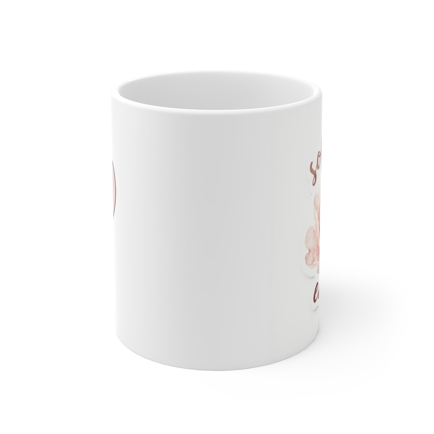 Pink Watercolor Heart Mug | Floral Script Love Coffee Cup
