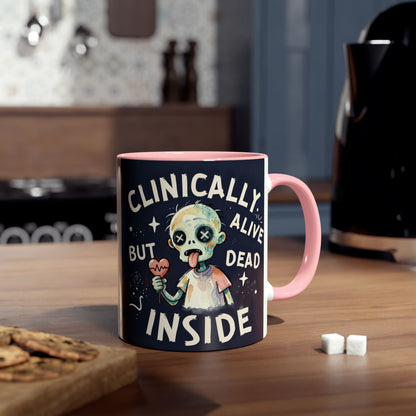 Dead Inside Mug | Funny Zombie Coffee Cup | Low Battery Brain Design