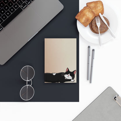 Hard Cover Cat Notebook | Koda Minimalist Journal | A5 Lined Writing Book | Cute Cat Stationery