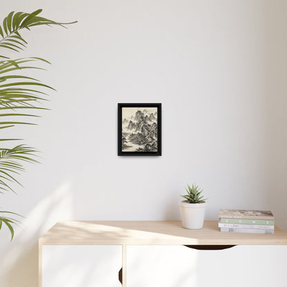 Framed Chinese Landscape | Ink Mountain Art Print | Zen Oriental Wall Decor