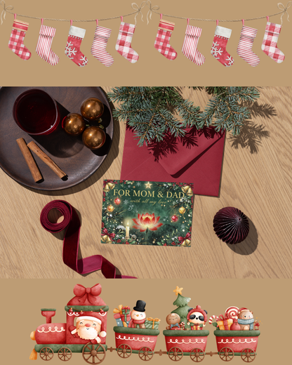 For Mom & Dad Luxury Christmas Card – Printable Digital Download (A6/A5)