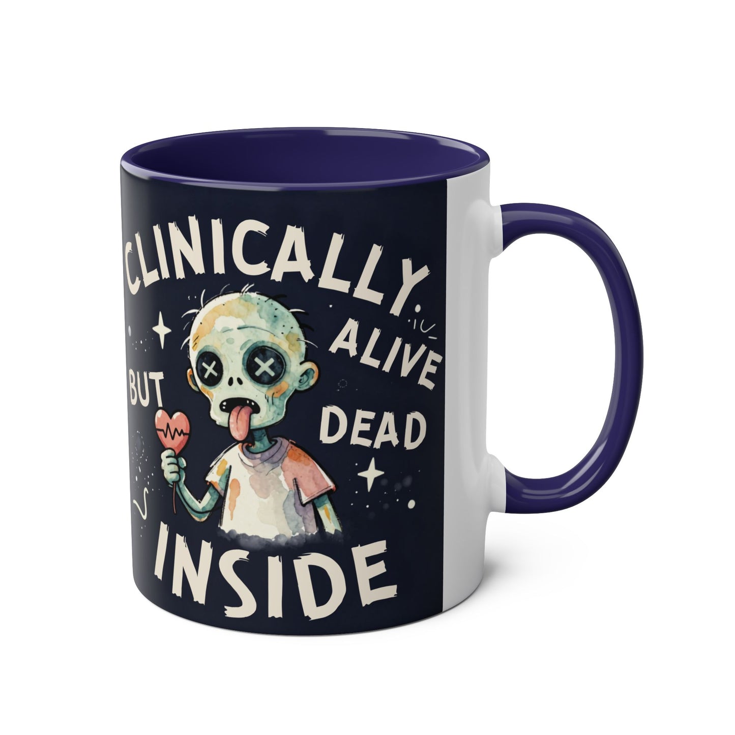 Dead Inside Mug | Funny Zombie Coffee Cup | Low Battery Brain Design