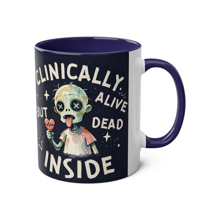 Dead Inside Mug | Funny Zombie Coffee Cup | Low Battery Brain Design