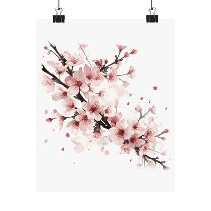 Chinese Cherry Blossom Wall Art | Watercolor Sakura Print, Oriental Floral Poster