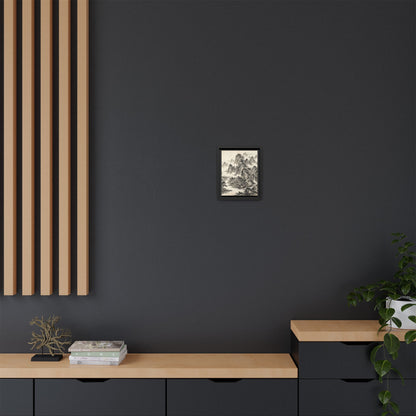 Framed Chinese Landscape | Ink Mountain Art Print | Zen Oriental Wall Decor