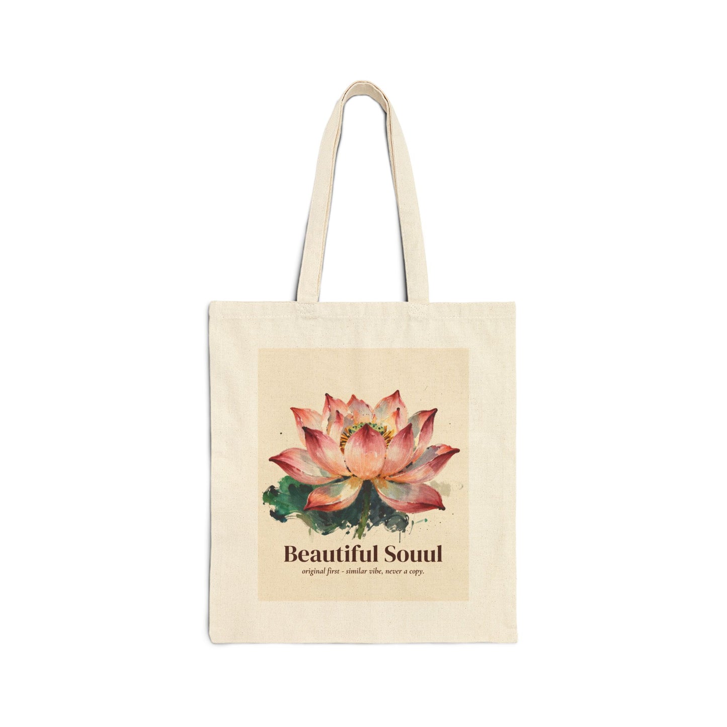 Lotus Flower "Beautiful Soul" Tote Bag | Canvas Shopper, Floral Watercolor