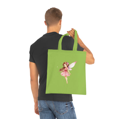 Fairy Tote Bag — Pink Flower Fairy Cotton Tote | Fantasy Character Art