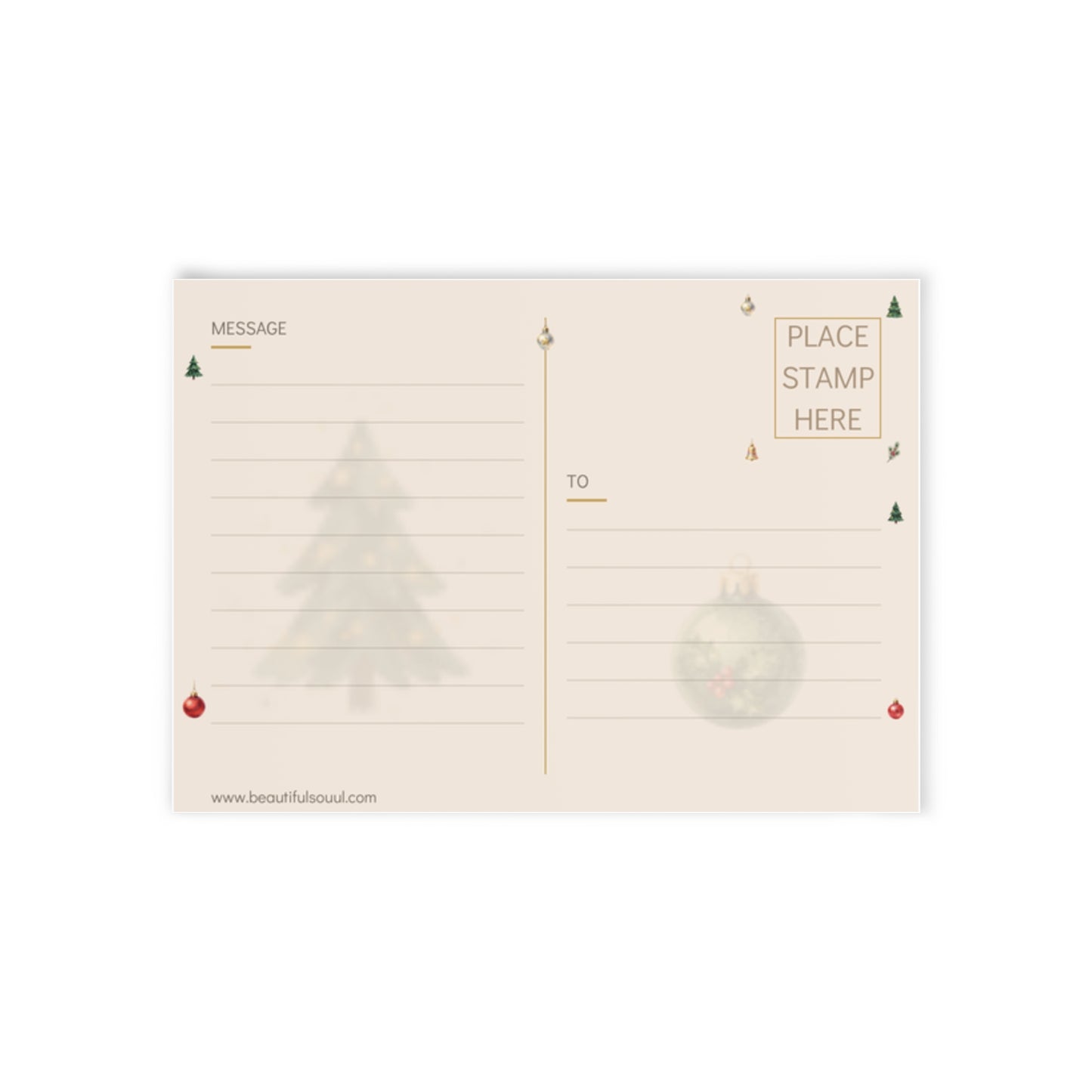 Peace & Joy Holiday Card — Festive Floral Christmas Greeting Card (Two-Sided)