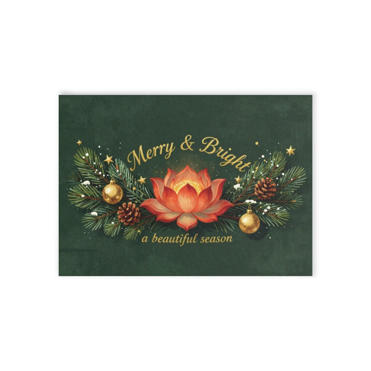 Holiday Card — Merry & Bright Floral Pinecone Christmas Card (Two-Sided)