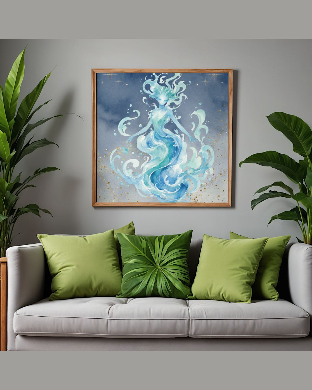 Water Elemental Sea Goddess Art Print | Ocean Spirit Digital Download Poster | Mythical Mermaid Fantasy Wall Art | High-Res Printable PNG