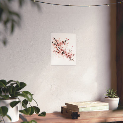 Chinese Cherry Blossom Wall Art | Watercolor Sakura Print, Oriental Floral Poster