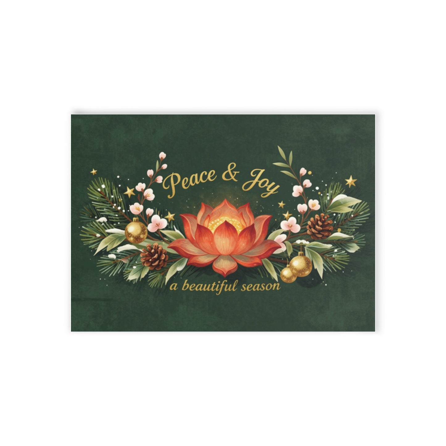 Peace & Joy Holiday Card — Festive Floral Christmas Greeting Card (Two-Sided)