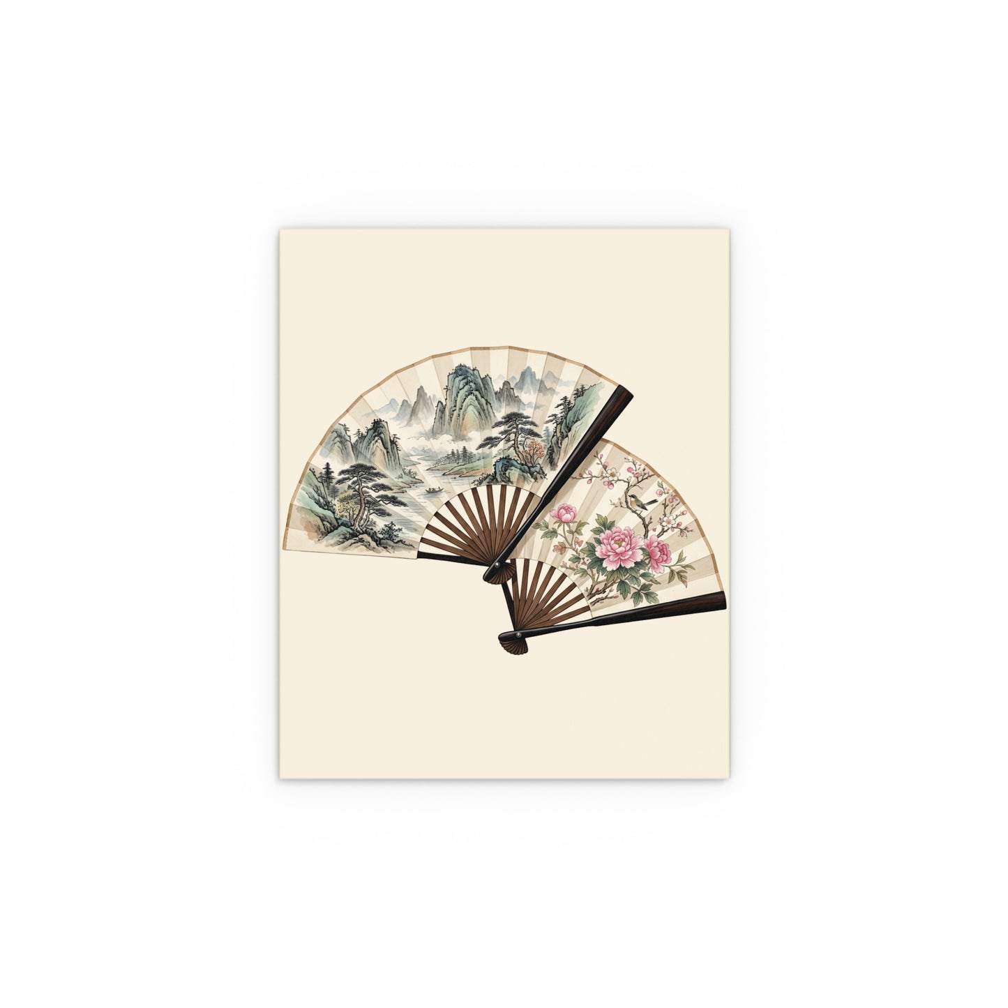 Chinese Art Fans | Oriental Floral & Landscape Wall Print