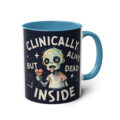 Dead Inside Mug | Funny Zombie Coffee Cup | Low Battery Brain Design