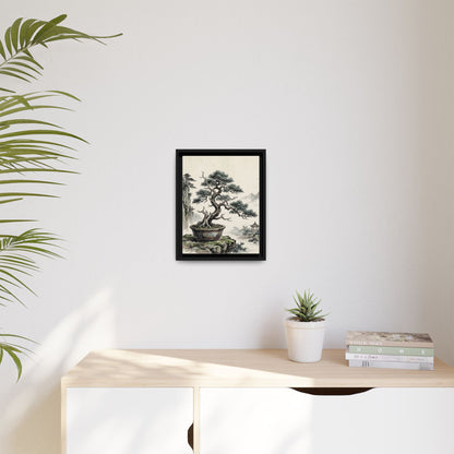 Framed Chinese Bonsai | Ink Art Print | Zen Oriental Wall Decor