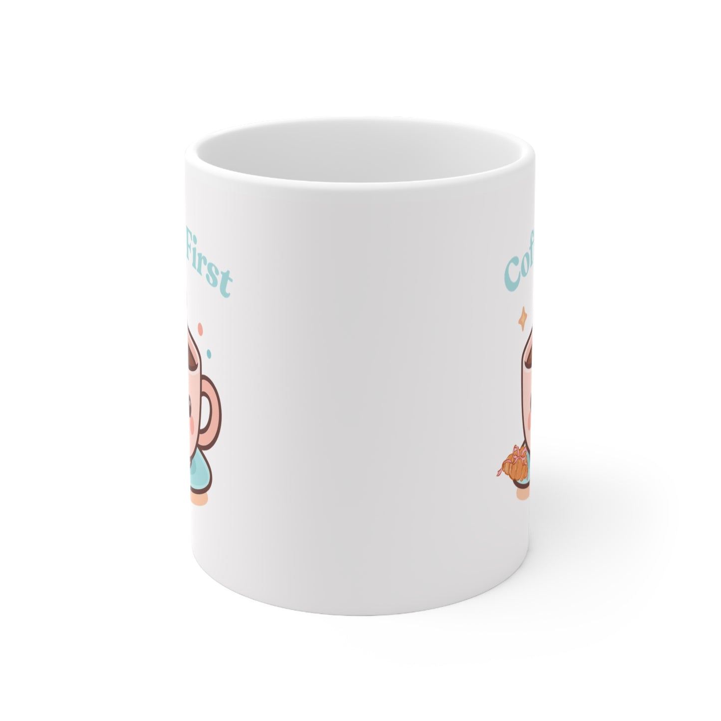 Coffee First Mug | Cute Kawaii Coffee Cup Illustration