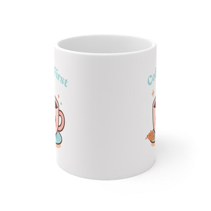 Coffee First Mug | Cute Kawaii Coffee Cup Illustration