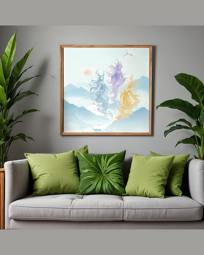 The Three Mountain Spirits – Mythical Goddess Art Print | Luxury Landscape Wall Decor, High-End Celestial Digital Download PNG