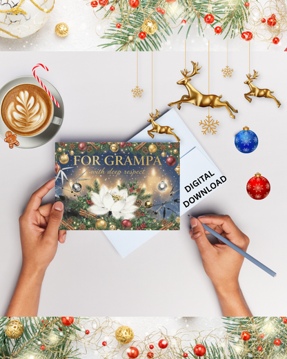 For Grampa Luxury Christmas Card – Printable Digital Download (A6/A5)