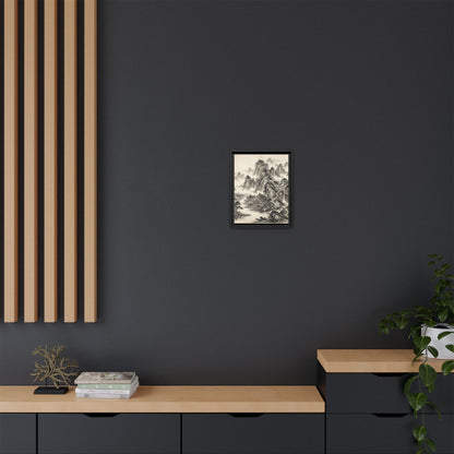 Framed Chinese Landscape | Ink Mountain Art Print | Zen Oriental Wall Decor