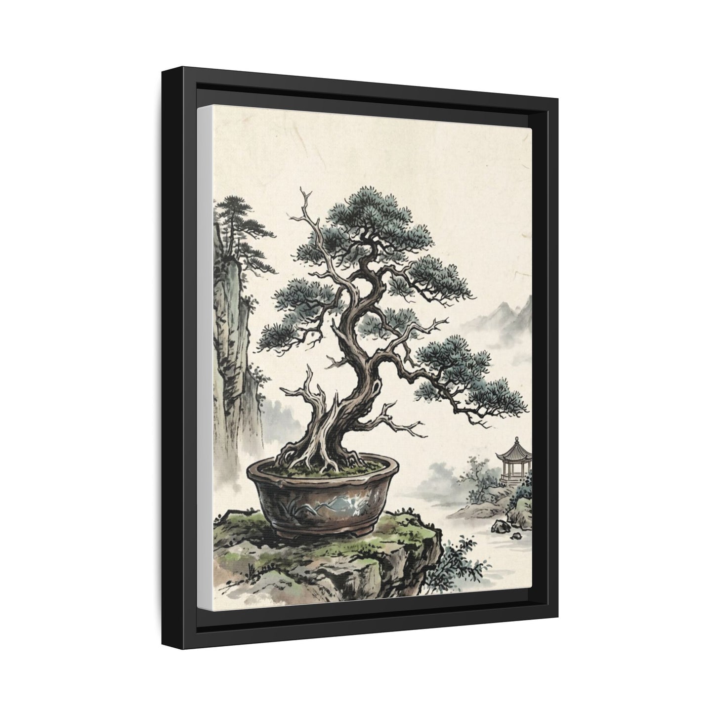 Framed Chinese Bonsai | Ink Art Print | Zen Oriental Wall Decor